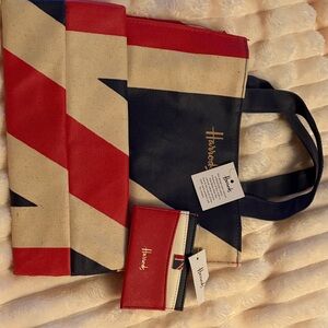 Harrods Red, Navy & Cream Union Jack Tote with Matching Card Holder